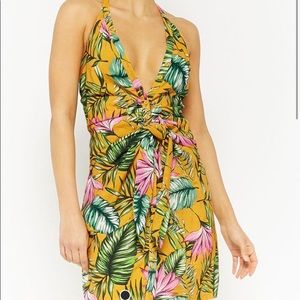 Floral print halter dress